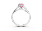 White gold Fancy Pink Cushion  Solitaire Split Shank Pavé Diamond Engagement Ring_396