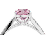 White gold Fancy Pink Cushion  Solitaire Split Shank Pavé Diamond Engagement Ring_397