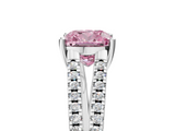 White gold Fancy Pink Cushion  Solitaire Split Shank Pavé Diamond Engagement Ring_398