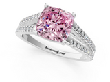 White gold Fancy Pink Cushion  Solitaire Split Shank Pavé Diamond Engagement Ring_399