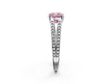 White gold Fancy Pink Cushion  Solitaire Split Shank Pavé Diamond Engagement Ring_400