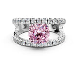 White gold Fancy Pink Cushion  Solitaire Split Shank Pave Diamond Ring_49