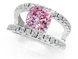 White gold Fancy Pink Cushion  Solitaire Split Shank Pave Diamond Ring_50
