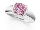 White gold Fancy Pink Cushion  Solitaire Tension Set Diamond Ring with Wide Band_21