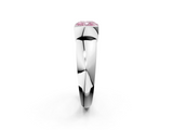White gold Fancy Pink Cushion  Solitaire Tension Set Diamond Ring with Wide Band_22