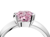 White gold Fancy Pink Cushion  Solitaire Tension Set Diamond Ring with Wide Band_24