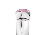 White gold Fancy Pink Cushion  Solitaire Tension Set Diamond Ring with Wide Band_25