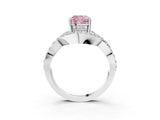 White gold Fancy Pink Cushion  Solitaire Twist Band Pavé Diamond Engagement Ring_35