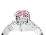 White gold Fancy Pink Cushion  Solitaire Twist Band Pavé Diamond Engagement Ring_36