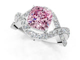 White gold Fancy Pink Cushion  Solitaire Twist Band Pavé Diamond Engagement Ring_38