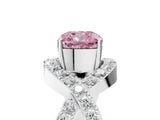 White gold Fancy Pink Cushion  Solitaire Twist Band Pavé Diamond Engagement Ring_42