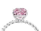 White gold Fancy Pink Cushion  Solitaire Twist Band Ring with Four-Prong Setting_17