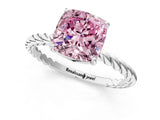 White gold Fancy Pink Cushion  Solitaire Twist Band Ring with Four-Prong Setting_171