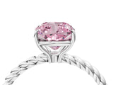 White gold Fancy Pink Cushion  Solitaire Twist Band Ring with Four-Prong Setting_174