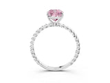 White gold Fancy Pink Cushion  Solitaire Twist Band Ring with Four-Prong Setting_176
