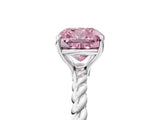 White gold Fancy Pink Cushion  Solitaire Twist Band Ring with Four-Prong Setting_178