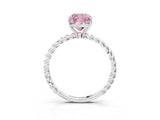 White gold Fancy Pink Cushion  Solitaire Twist Band Ring with Four-Prong Setting_28