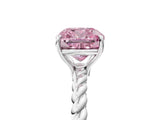 White gold Fancy Pink Cushion  Solitaire Twist Band Ring with Four-Prong Setting_30