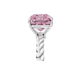 White gold Fancy Pink Cushion  Solitaire Twist Band Ring with Four-Prong Setting_53