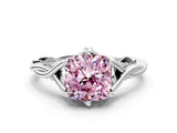 White gold Fancy Pink Cushion  Solitaire Twist Band Six-Prong Setting 1