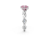 White gold Fancy Pink Cushion  Solitaire Twist Band with Leaf Prong Setting 3