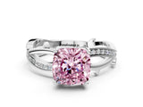 White gold Fancy Pink Cushion  Solitaire Twist Band with Pavé Accents and Four-Prong Setting_20