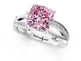 White gold Fancy Pink Cushion  Solitaire Twist Band with Pavé Accents and Four-Prong Setting_21