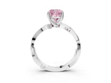 White gold Fancy Pink Cushion  Solitaire Twist Band with Pavé Accents and Four-Prong Setting_24