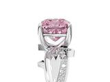 White gold Fancy Pink Cushion  Solitaire Twist Band with Pavé Accents and Four-Prong Setting_26