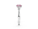 White gold Fancy Pink Cushion  Solitaire Twist Band with Pavé Diamonds and Four-Prong Setting_122