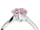 White gold Fancy Pink Cushion  Solitaire Twist Band with Pavé Diamonds and Four-Prong Setting_124