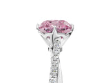 White gold Fancy Pink Cushion  Solitaire Twist Band with Pavé Diamonds and Four-Prong Setting_125