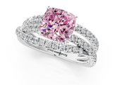 White gold Fancy Pink Cushion  Solitaire Twist Band with Pavé Setting and Four-Prong Setting_110