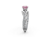 White gold Fancy Pink Cushion  Solitaire Twist Band with Pavé Setting and Four-Prong Setting_110