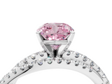 White gold Fancy Pink Cushion  Solitaire Twist Band with Pavé Setting and Four-Prong Setting_113