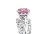 White gold Fancy Pink Cushion  Solitaire Twist Band with Pavé Setting and Four-Prong Setting_114