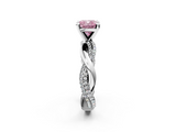 White gold Fancy Pink Cushion  Solitaire Twist Band with Pave Prong Setting_41