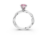 White gold Fancy Pink Cushion  Solitaire Twist Band with Pave Prong Setting_50