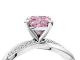 White gold Fancy Pink Cushion  Solitaire Twist Band with Pave Prong Setting_51