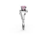 White gold Fancy Pink Cushion  Solitaire Twist Band with Pave Set Diamonds and Four-Prong Setting_110