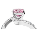 White gold Fancy Pink Cushion  Solitaire Twist Band with Pave Set Diamonds and Four-Prong Setting_113