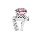 White gold Fancy Pink Cushion  Solitaire Twist Band with Pave Set Diamonds and Four-Prong Setting_113