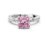 White gold Fancy Pink Cushion  Solitaire Twisted Band Prong Set Engagement Ring_61