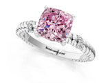White gold Fancy Pink Cushion  Solitaire Twisted Band Prong Set Engagement Ring_62