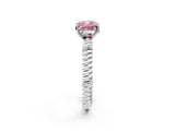 White gold Fancy Pink Cushion  Solitaire Twisted Band Prong Set Engagement Ring_63