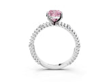 White gold Fancy Pink Cushion  Solitaire Twisted Band Prong Set Engagement Ring_64