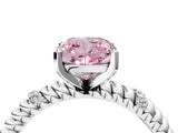 White gold Fancy Pink Cushion  Solitaire Twisted Band Prong Set Engagement Ring_65