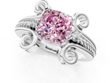 White gold Fancy Pink Cushion  Solitaire Twisted Band Scroll Prong Ring_4
