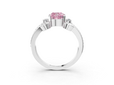 White gold Fancy Pink Cushion  Solitaire Twisted Band Scroll Prong Ring_6