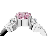 White gold Fancy Pink Cushion  Solitaire Twisted Band Scroll Prong Ring_7